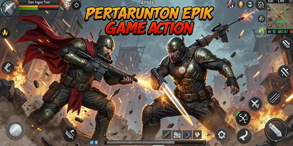 Screenshot AP686 menunjukkan aksi tempur yang intens dan grafis yang menakjubkan.