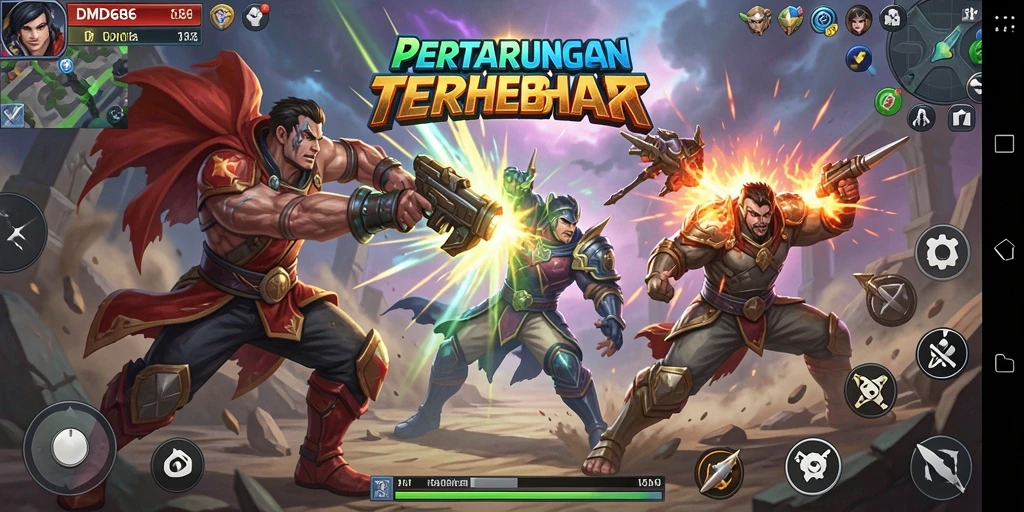 Screenshot DMD686 menunjukkan aksi pertarungan yang intens dan karakter menakjubkan.
