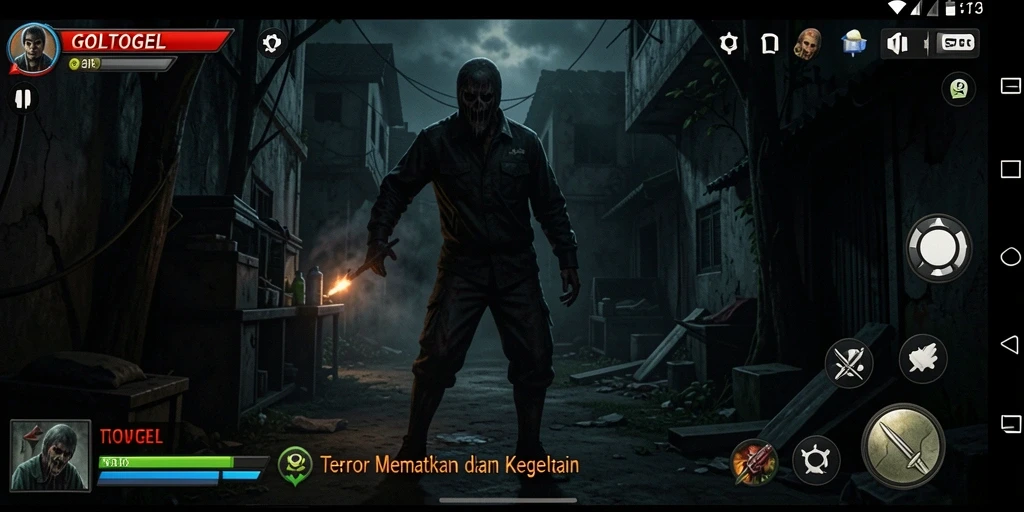 Tangkapan layar atau gameplay GOLTOGEL menampilkan momen mencekam di dalam kegelapan.