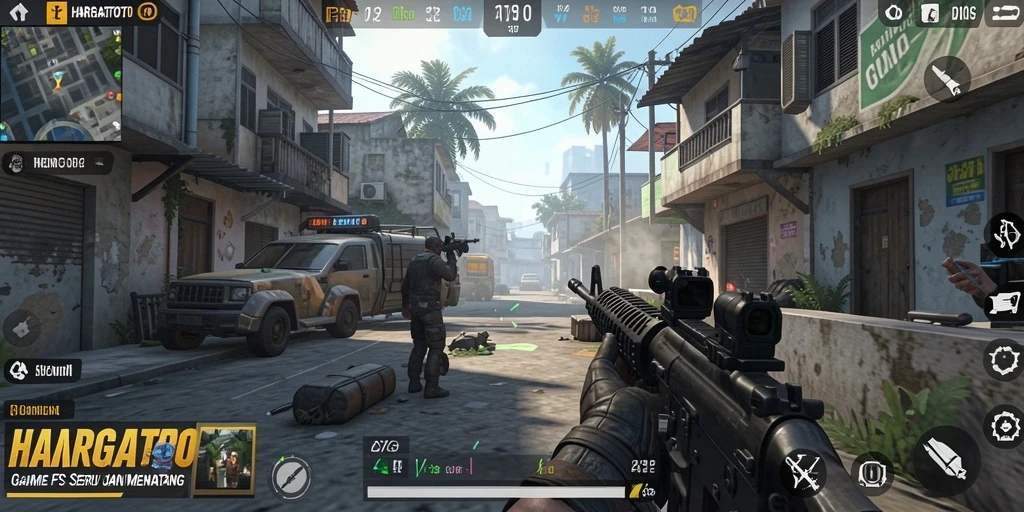 Screenshot HARGATOTO menampilkan aksi seru dalam gameplay FPS.