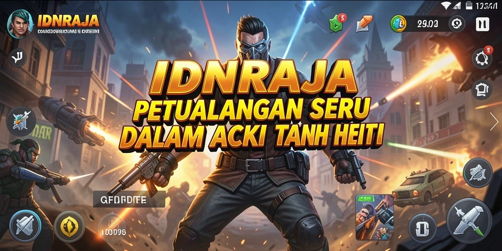 Screenshot utama gameplay IDNRAJA menampilkan aksi seru dan karakter menarik.