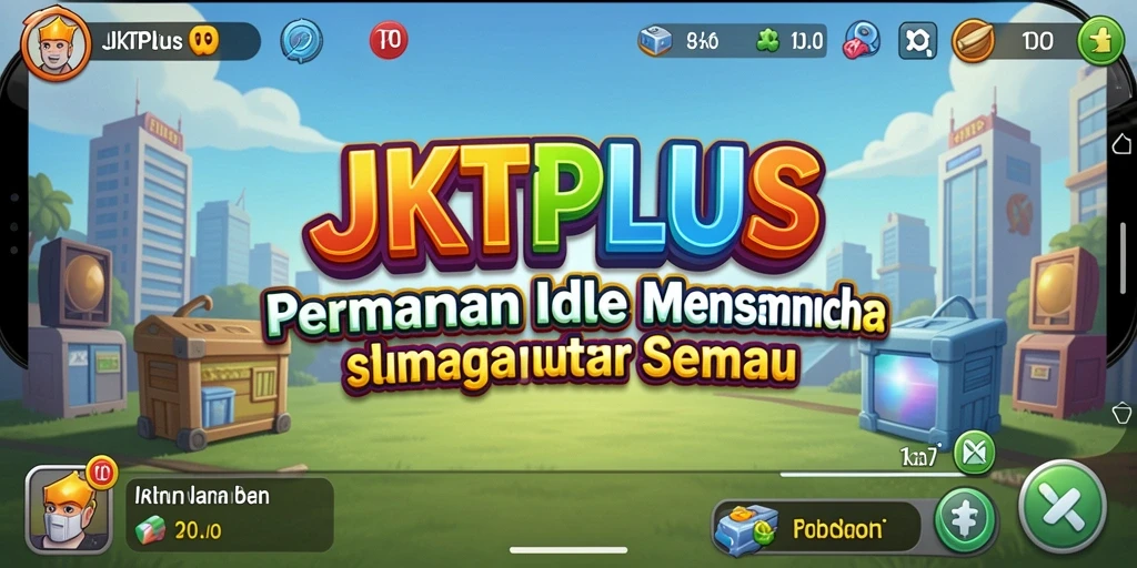 Screenshot gameplay <strong>JKTPLUS</strong> yang menampilkan kemajuan dalam game Idle.