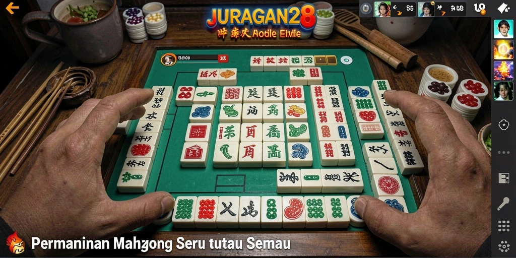 Tampilan gameplay menarik di JURAGAN28 dengan grafis Mahjong yang indah.