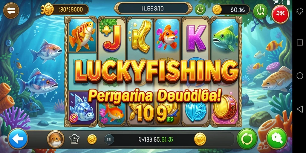 Tampilan gameplay LUCKYFISHING yang menarik dan penuh warna.