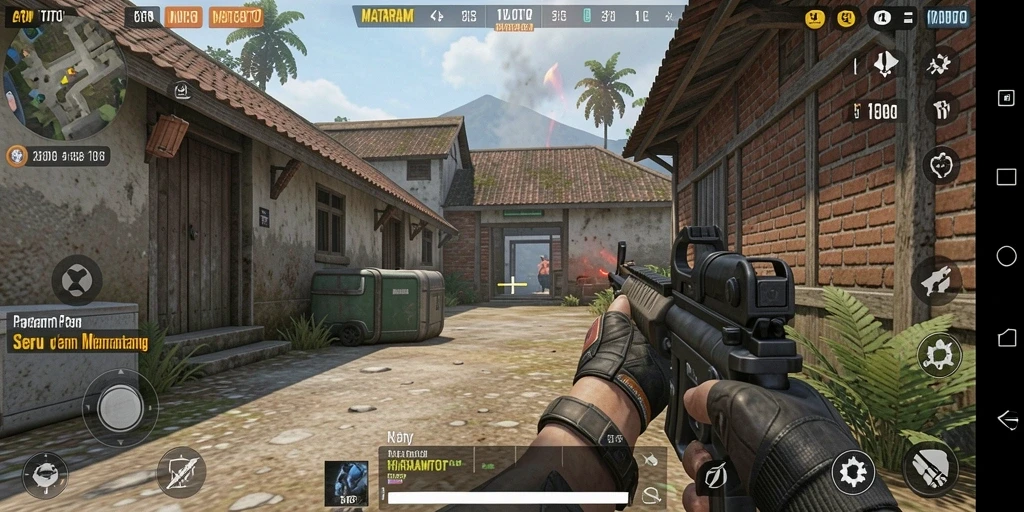 Tampilan gameplay seru dalam MATARAMTOTO dengan aksi tembak-tembakan cepat.