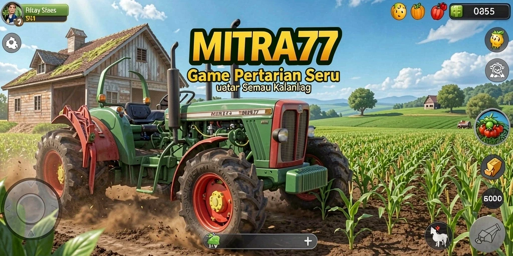 Screenshot gameplay MITRA77 menampilkan aktivitas bertani yang seru dan interaksi sosial.