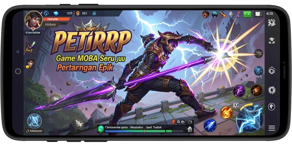 Tampilan seru gameplay MOBA di PETIRRP dengan karakter yang dinamis.