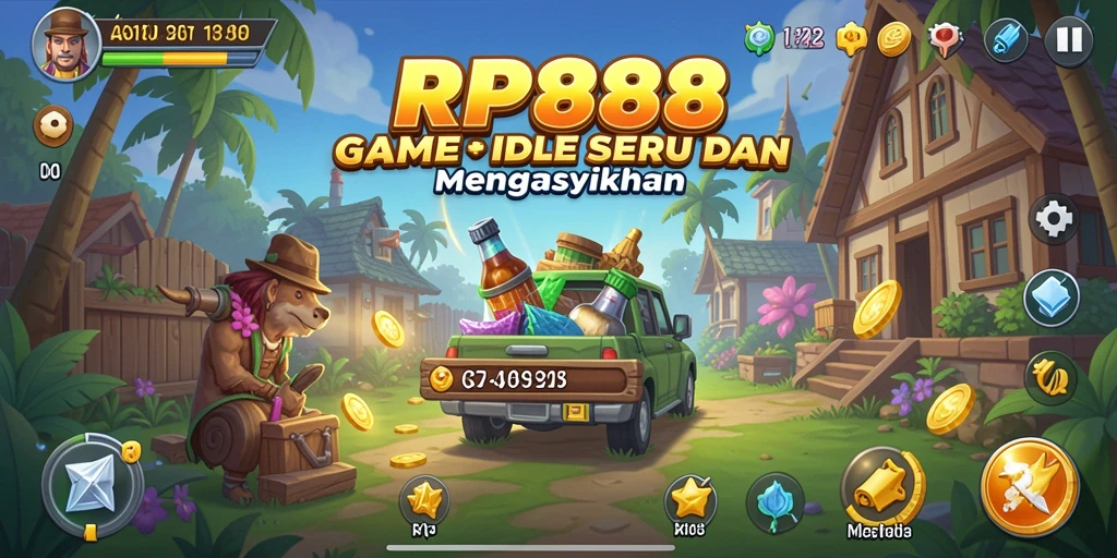 Tampilan gameplay RP888 yang menarik dan interaktif saat bermain idle.
