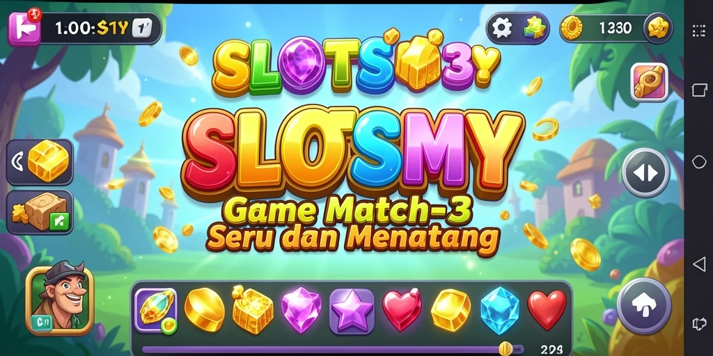Tampilan gameplay match-3 yang menawan dan penuh warna.